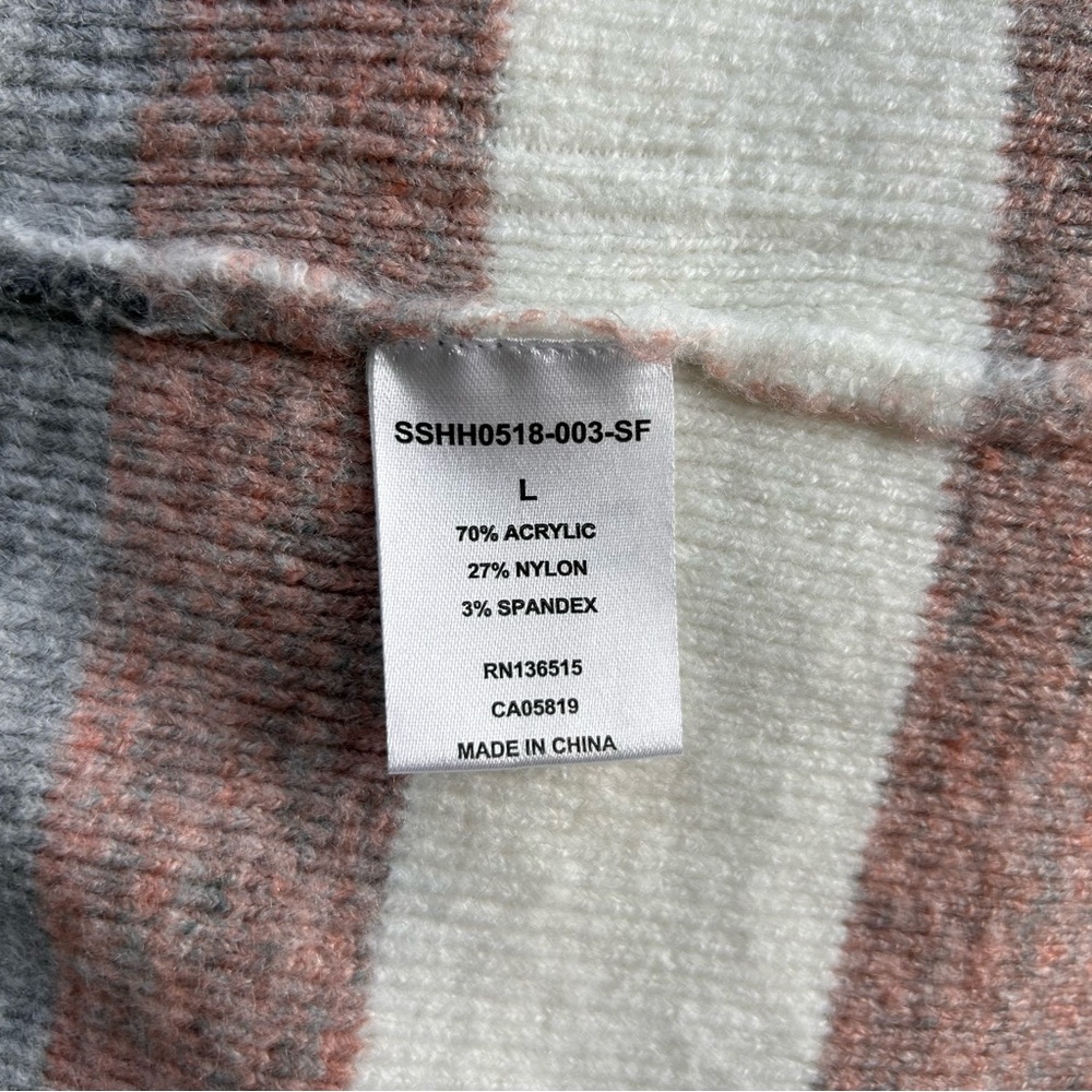 STITCHES & STRIPES Elaine Cardigan Sweater Grey Cream Pink Color Block Long L - Picture 6 of 11